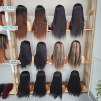 Combo de 4 perruques lisses de 20 pouces en cheveux vierges vietnamiens pour femmes, perruque sans colle avec closure 2x6, cheveux colorés