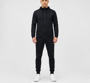 Chándal Unisex Negro con Capucha, Cierre de Cremallera, Corte Regular, Bolsillos Laterales, Transpirable, de Secado Rápido, Estilo Deportivo para Otoño - Product Image 1