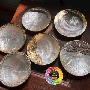 High Gloss Mother of Pearl Caviar Plate Fish Flower Art Long Stand Mirror Polish Custom Logo Dining Utensil Storage - CARYLN - Product Image 1
