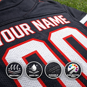 เสื้อทีมอเมริกันฟุตบอลแบบกำหนดเองสำหรับโรงเรียน ผ้าโพลีเอสเตอร์แห้งเร็ว ระบายอากาศได้ดี พิมพ์ลายชื่อและหมายเลขผู้เล่นแบบซับลิเมชั่น - Product Image 3