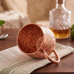 Mug à Moscow Mule en cuivre pur, artisanal, martelé, de luxe moderne, avec poignée, grande capacité, durable, mug à eau ayurvédique - Product Image 4