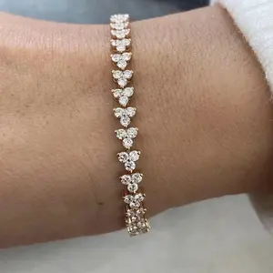 สร้อยข้อมือเทนนิสเงินแท้สเตอร์ลิงสำหรับเด็ก ประดับเพชรโมอิสซาไนต์ทรงหัวใจ 9.00 กะรัต ชุบทองคำขาว 14k  รับประกันโดยบุคคลที่สาม - Product Image 2