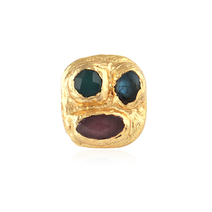 Bold fashion jewelry <b>ring</b> purple cat's eye labradorite green onyx texture metal brass <b>ring</b> 18k gold plated chunky <b>statement</b> <b>ring</b> - Product Image 1