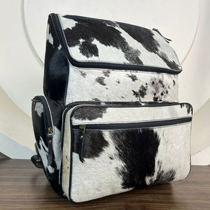 Nouveau véritable cheveux faits à la main sur cacher fourrure cuir sac à dos rétro véritable cuir de vachette naturel Vintage unisexe décontracté travail sacs pour ordinateur portable - Product Image 4