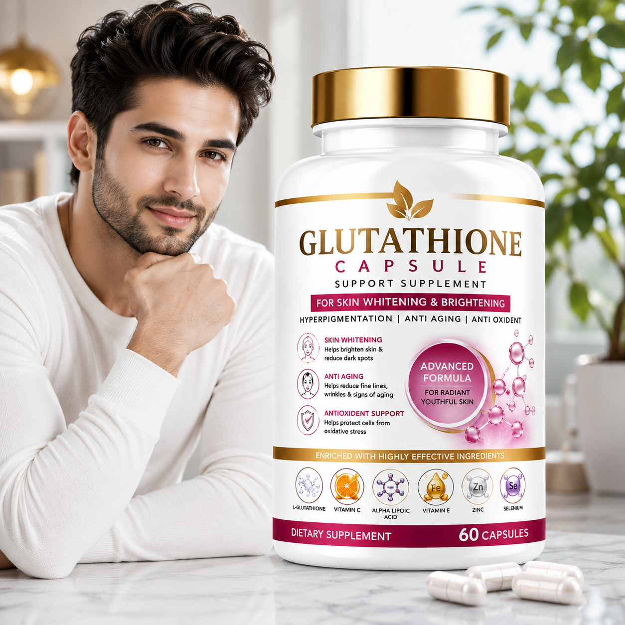 glutathione tablets for hyperpigmentation Lyonsbarry Vegan Capsules Centella Asiatica Adult Skin Whitening Anti-Aging Antioxidant 60 Treating Endometriosis Inflammation with Packaging:10 L Bulk Korean eye brightening cream