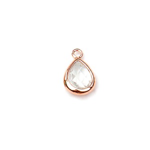 Emerald Quartz Teardrop Pendant Rose Gold Plated Brass Faceted Pear Shape Gemstone Charm for DIY Jewelry Making <b>Necklace</b> - Product Image 6