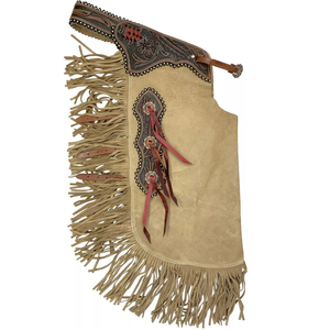 Western Cowboy Suede Leather Floral Tooled Chink <b>Chaps</b> for Adults Horse <b>Riding</b> Apparel Suede Leather <b>Chaps</b> - Product Image 4