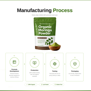 Approvisionnement direct d'usine, poudre de feuilles de Moringa biologique, OEM, étiquette privée, fabricant certifié GMP - Product Image 2
