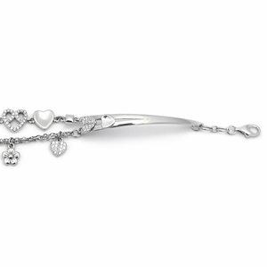 925 Sterling Silver Heart <b>Charm</b> <b>Bangle</b> Women Cubic Zirconia Micro Insert Inlay Romantic Fashion Jewelry High Polish Gift - Product Image 2