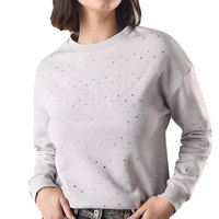 Nouveau stock, faible MOQ, sweat-shirt femme à strass, taille adulte, vente chaude, sweat-shirt femme à strass