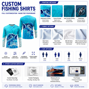Camisetas de Pesca con Diseño de Ilustraciones Personalizadas, Sublimación, Protección Solar UPF50+, Secado Rápido, Manga Larga, para Hombre - Product Image 3