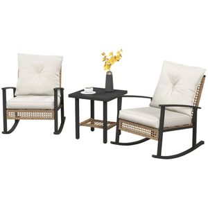 Set di Mobili da Bar Piccoli Bianchi per Cortile e Giardino - Set da 3 Pezzi - Product Image 5