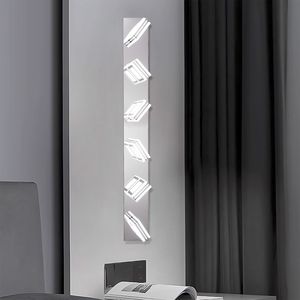 39\" Modern Chrome 6-<b>Light</b> LED <b>Vanity</b> <b>Light</b> Square Acrylic Lampshades Wall Mount Fixture <b>Mirror</b> Lighting for Bathroom - Product Image 4