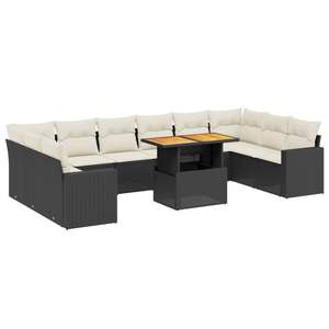 Conjunto de Sofás Modulares Grandes de Ratán PE Negro para Jardín, Elegante Espacio de Vida al Aire Libre - Product Image 2