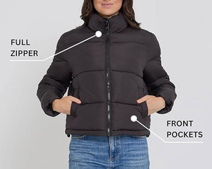 Chaqueta de invierno acolchada para mujer, talla adulta, ligera, cómoda, informal, con cremallera, abrigo corto acolchado, chaquetas para hombre - Product Image 5