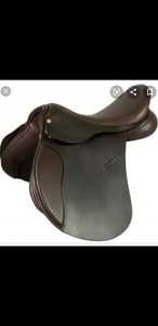 English Dressage Saddle Leather Brown Wood <b>Tree</b> Brass Hardware Comfortable Riding Training Accessory - Product Image 5