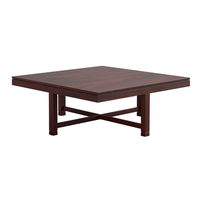 Table basse carrée Smart Art en bois sculpté avec 4 tabourets, décoration de salon, en teck, moderne, faite à la main, réglable