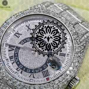 Montre de luxe pour homme Charm Jewels en acier inoxydable avec accents de diamants, mouvement mécanique analogique, cadran de 40 mm, résistance à l'eau 10 bars, automatique - Product Image 3