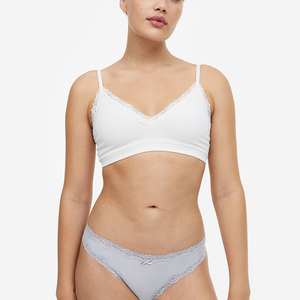 Ensemble de 3 culottes mi-hautes en mousseline tricotée pour femme, nouvelle collection 2026, sexy, dentelle transparente, logo à la taille, vente en gros - Product Image 1