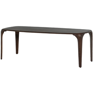 Table de salle à manger en bois de manguier massif de couleur noyer, design organique, bords incurvés, forme carrée, pieds en bois simples, pour la maison et la cuisine - Product Image 4