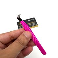 Pince à cils professionnelle à pointe en fibre de 90 degrés, en acier inoxydable noir, pour volume, instrument de beauté