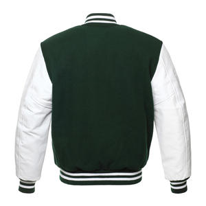 Chaqueta Universitaria de Béisbol Personalizada, Cuerpo de Lana Negra, Mangas de Cuero Blanco - Product Image 3