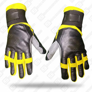 Cuir véritable de qualité supérieure, professionnel, léger, ambidextre, avec manchette longue, sur mesure, combinaison de couleurs noir, gris, jaune - Product Image 3