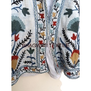 Nouvelle tendance à la main Suzani broderie TNT veste pour femmes respirant coton unisexe manteau bord brut ethnique veste courte cadeau - Product Image 3