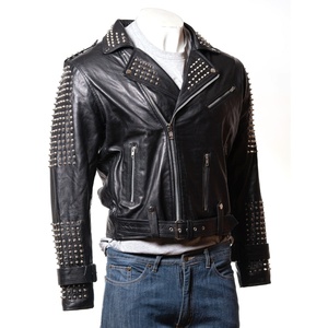 Veste en cuir noire d'hiver pour garçons, veste de motard en cuir d'agneau marron OEM pour hommes, veste de moto en cuir véritable pour hommes - Product Image 1