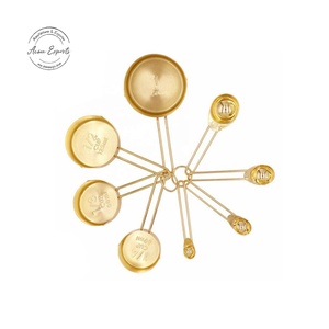 Luxury Quality Brass Matt Finished Set of 8 Pcs <b>Measuring</b> Cups and <b>Spoons</b> - Product Image 1