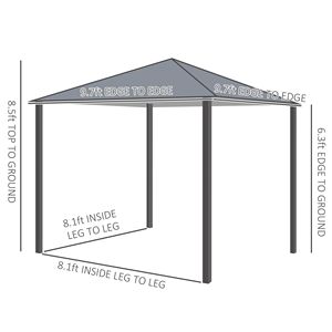Gazebo Negro para Patio de 3x3 Metros con Paredes Laterales de Malla y Cortinas de Privacidad para Villas y Áreas de Parque - Product Image 3