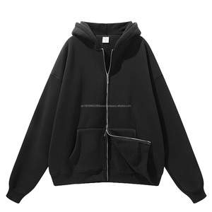 350G Factory Custom Casual Thick 58%Polyester 42%Cotton Blank Oversize Paper <b>Clip</b> Zip up French Terry Mens Zipper Hoodie - Product Image 1