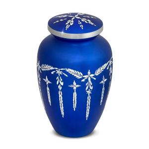 Urna Funeraria Azul con Mariposas Celestiales, Recipiente para Cenizas, Recuerdo Elegante, Duradero, de Primera Calidad - Product Image 1