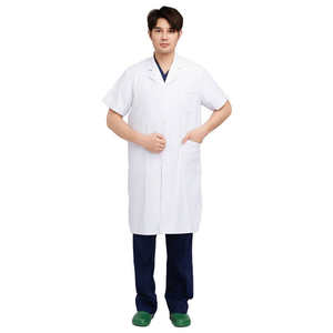 Ventes en gros de blouses de laboratoire médicales personnalisées à manches courtes pour hommes et femmes, blouses de laboratoire unisexes blanches avec 3 poches - Product Image 3