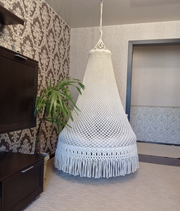 Handmade Macrame Swing <b>Chair</b>, Boho <b>Hanging</b> <b>Chair</b>, Indoor Outdoor - Product Image 2