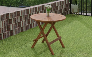 Table de jardin pliable artisanale pakistanaise en bois massif sculpté à la main, avec support, portable - Product Image 5