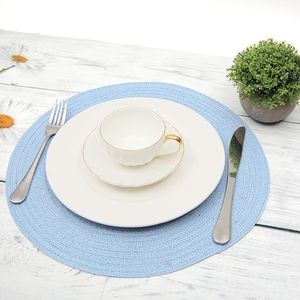 Set di 6 Tovagliette Rotonde Intrecciate Azzurre da 15 Pollici per Tavoli da Pranzo - Product Image 3