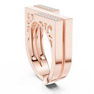 Rose Gold Color Diamond Ring <b>Square</b> Halo Bridal Band Statement Wedding Jewelry for Women - Product Image 3