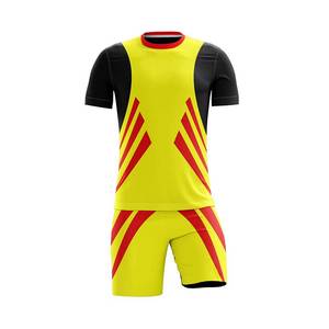 Maillot de football bleu pour homme avec imprimé géométrique blanc et rouge, manches courtes, en polyester respirant, vêtements de sport - Product Image 3
