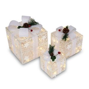 Set di 3 Decorazioni da Giardino LED Quadrate in Plastica ABS con Luce Bianca Calda e Confezione Regalo - Product Image 6