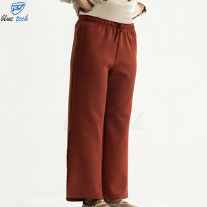 Pantalon de survêtement large pour femme, taille haute, 100 % coton molletonné, écologique, décontracté, style streetwear - Product Image 5