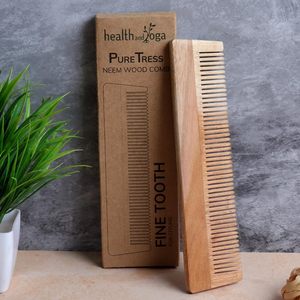 HealthAndYoga PureTress Peigne à dents fines en bois de Neem écologique, peigne coiffant en bois naturel pour cheveux crépus, usage domestique, meilleur prix - Product Image 4