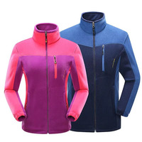 Chaqueta de forro polar personalizada para parejas, con bloques de color, para hombre y mujer, en amarillo, verde, naranja, rojo, rosa y azul, con cuello alto y cremallera completa, abrigo cálido.