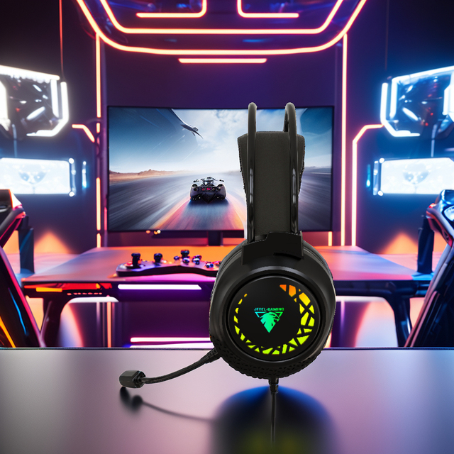 7.1USB Static RGB Lighting Gaming Headphone With Microphone Accept Custom RGB Gaming Headset Wired Over Ear Gaming Headphones