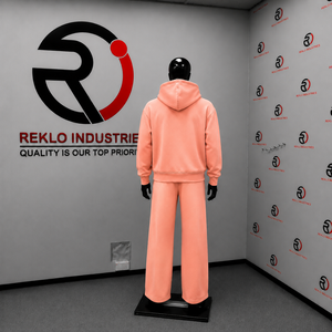 Conjunto Deportivo de Dos Piezas con Sudadera con Cremallera Completa en Rosa Melocotón, Personalizable con Logotipo, Estilo Casual Urbano, Corte Holgado, Venta al Por Mayor - Product Image 4