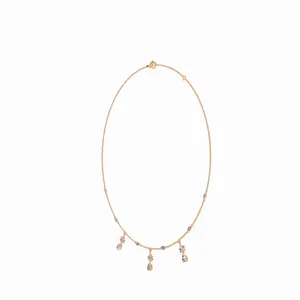 Collar de Cadena Cascade De Trois con Eslabones Dorados y Colgante con Corte Marquesa, 12 Piedras de Diamante, para Fiestas de Compromiso y Otras Ocasiones - Product Image 3