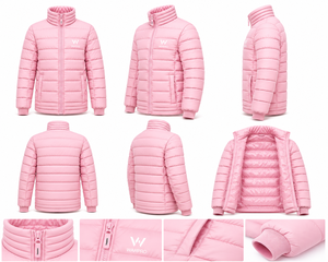 WARPRO INDUSTRY High Quality Mens Puffer Jacket Warm Winter Outerwear Stand Collar Windproof Breathable Hooded Full Zip - Product Image 3