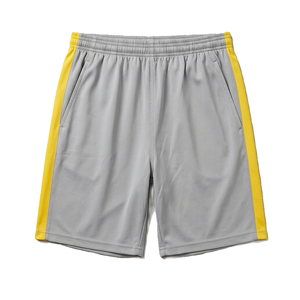 Shorts en polyester à rayures jaunes, côtés en mesh respirant, séchage rapide, taille élastique, style sportif, entraînement en salle de sport, été, style athlétique - Product Image 2