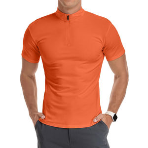 Wholesale Custom Solid Colors Quarter Zipper T-<b>Shirt</b> Short Sleeve <b>Zip</b> <b>up</b> Lightweight Casual <b>Shirts</b> Quarter <b>Zip</b> T-<b>shirt</b> For <b>Men</b> - Product Image 4