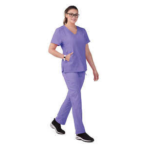 Conjunto de Uniformes Médicos Profesionales al por Mayor para Hospital, Suaves y Transpirables, con Cuello en V, Blusa de Enfermería y Pantalones Cargo para Mujer - Product Image 1